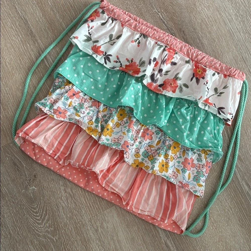 Matilda Jane In the Ruffles Drawstring Backpack Floral Polka Dot